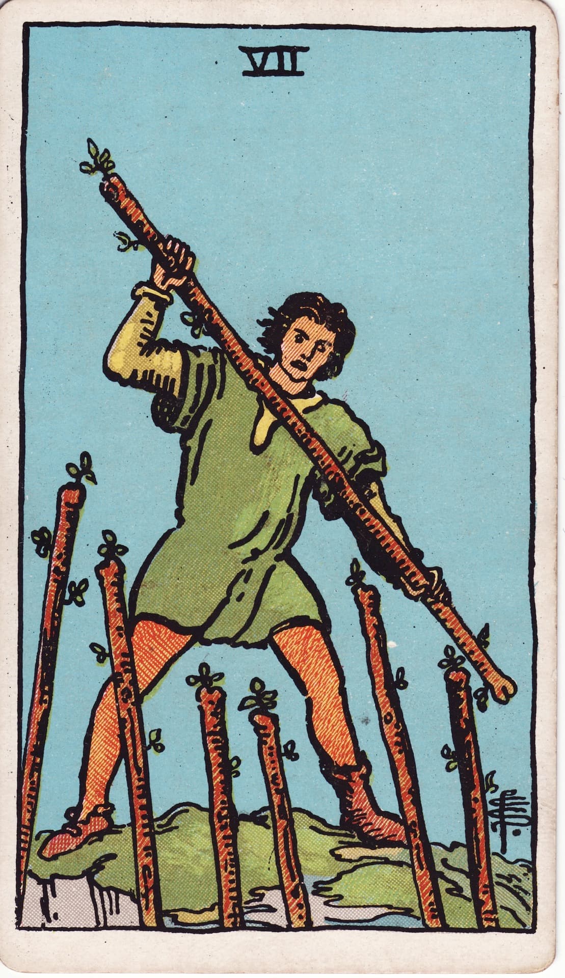 완드 7(Seven of Wands) 타로카드