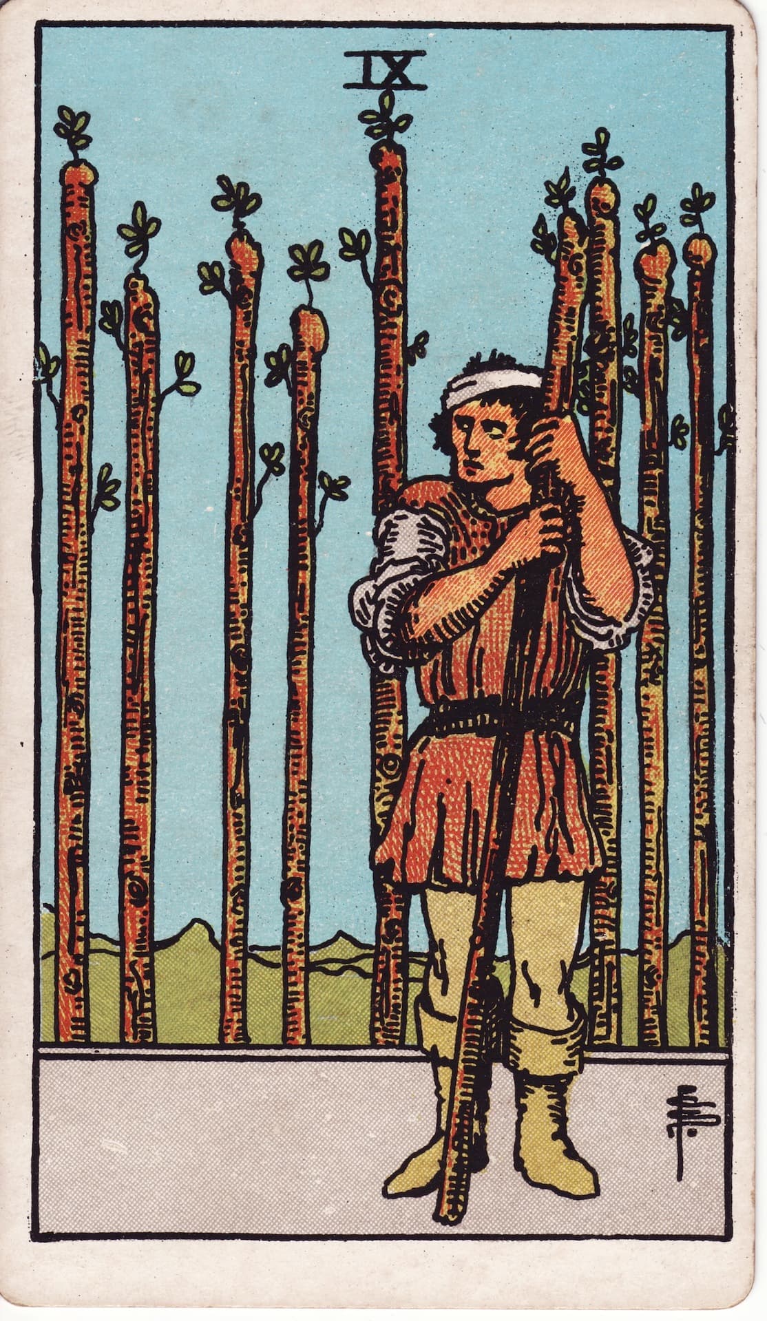 완드 9(Nine of Wands) 타로카드
