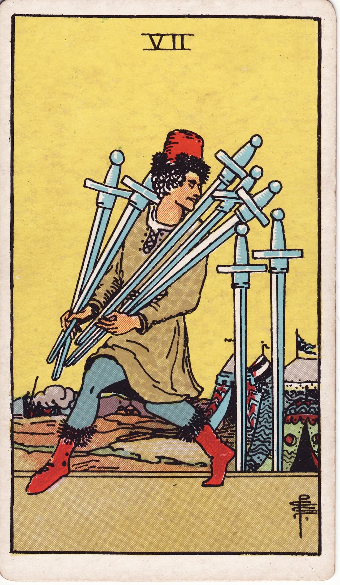 소드 7(Seven of Swords) 타로카드